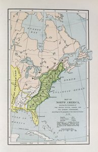 Mapa Severní Ameriky, zobrazující hranice Spojených států, Kanady a španělského majetku, podle návrhů francouzského soudu v roce 1782, z „The Narrative and Critical Histo